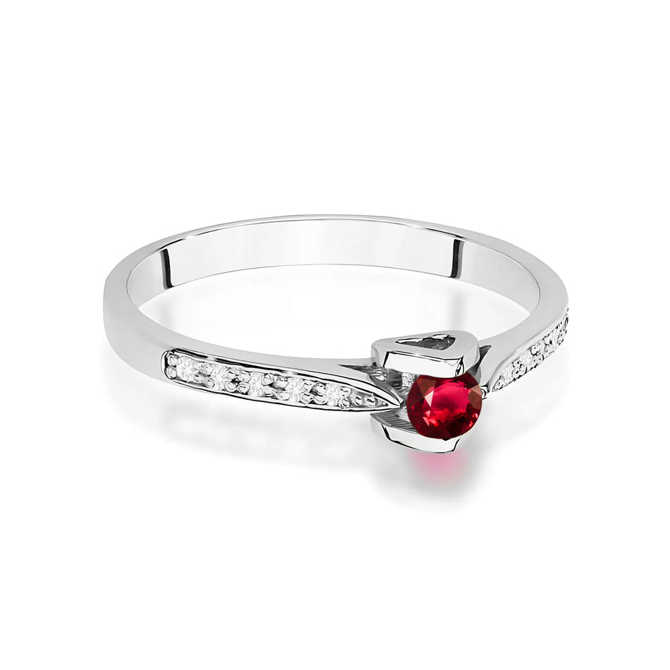 Gold Ring with 0.15ct Ruby and 0.05ct Diamonds