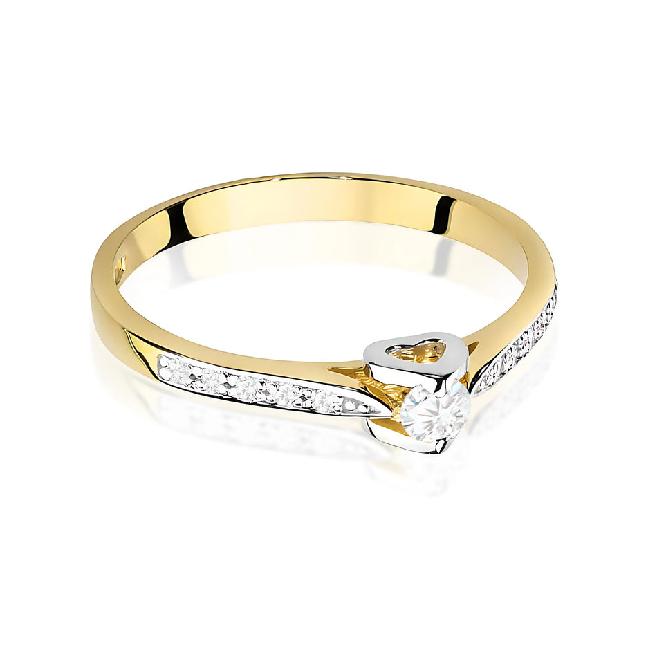 Gold Ring with 0.10ct and 0.05ct Lab-diamonds