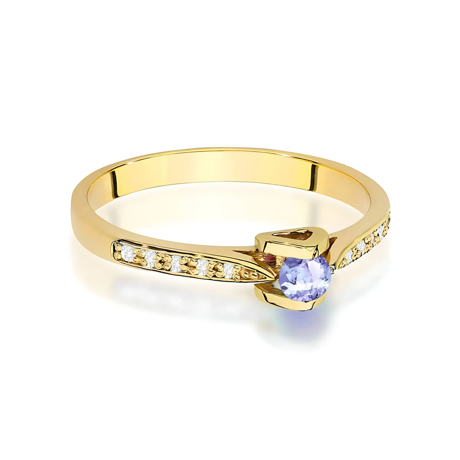 Goldring mit 0,15 ct Tansanit und 0,05 ct Diamanten