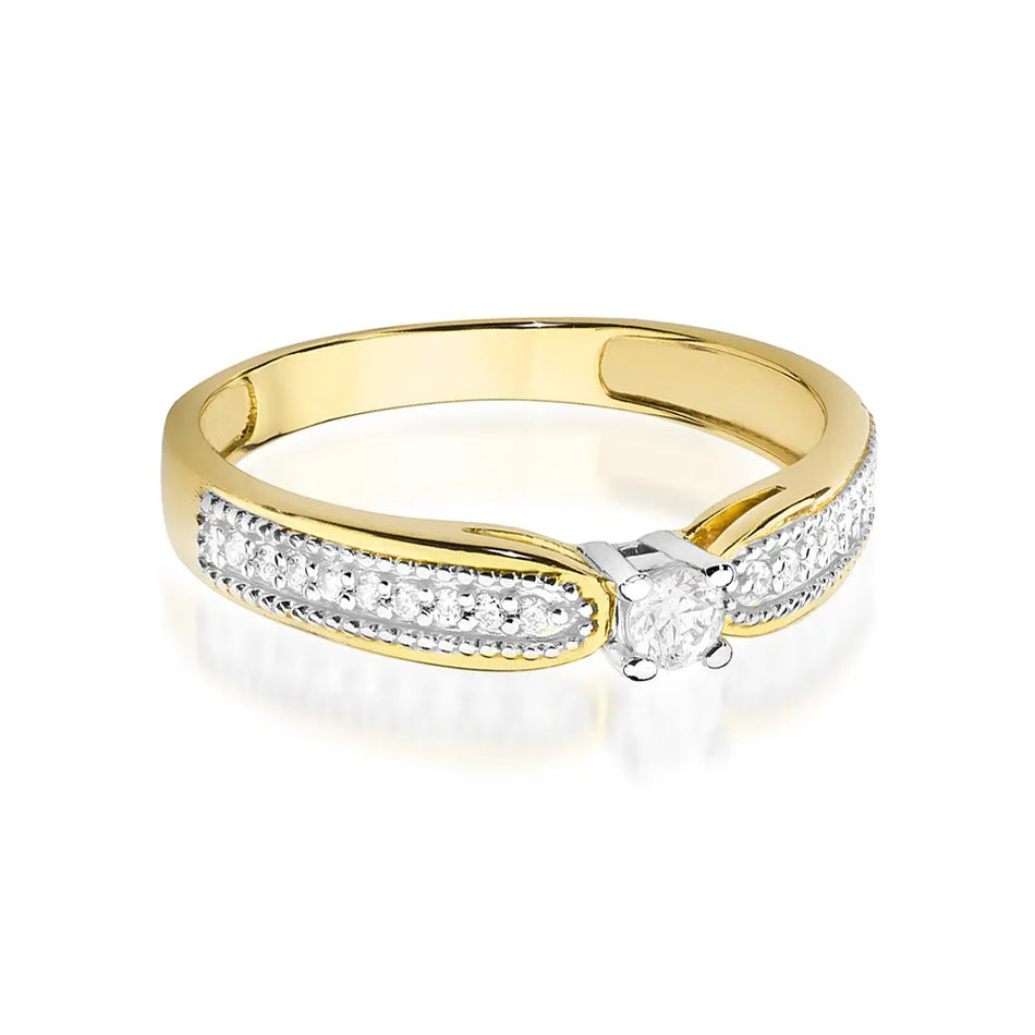 Goldring mit 0,08 ct und 0,09 ct Diamanten