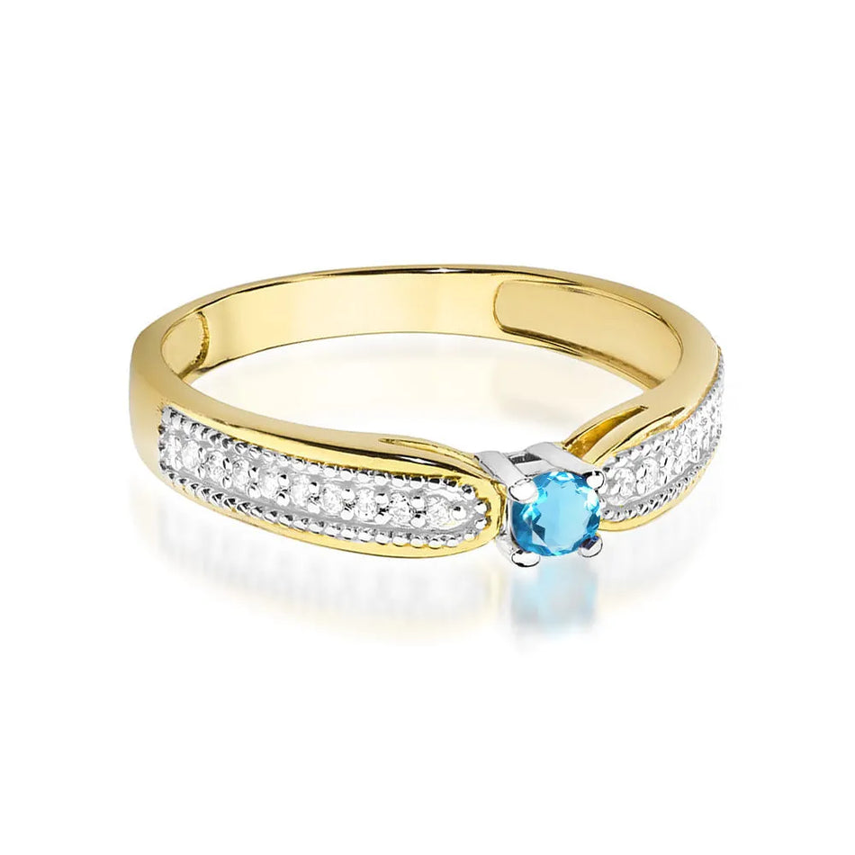 Goldring mit 0,15 ct Topas und 0,09 ct Diamanten