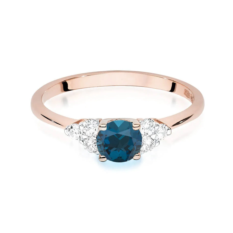 Zlatý prsten s 0,50ct topazem London Blue a 0,18ct diamanty