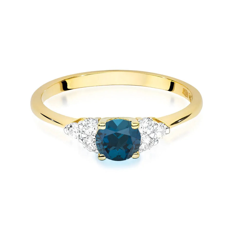 Zlatý prsten s 0,50ct topazem London Blue a 0,18ct diamanty