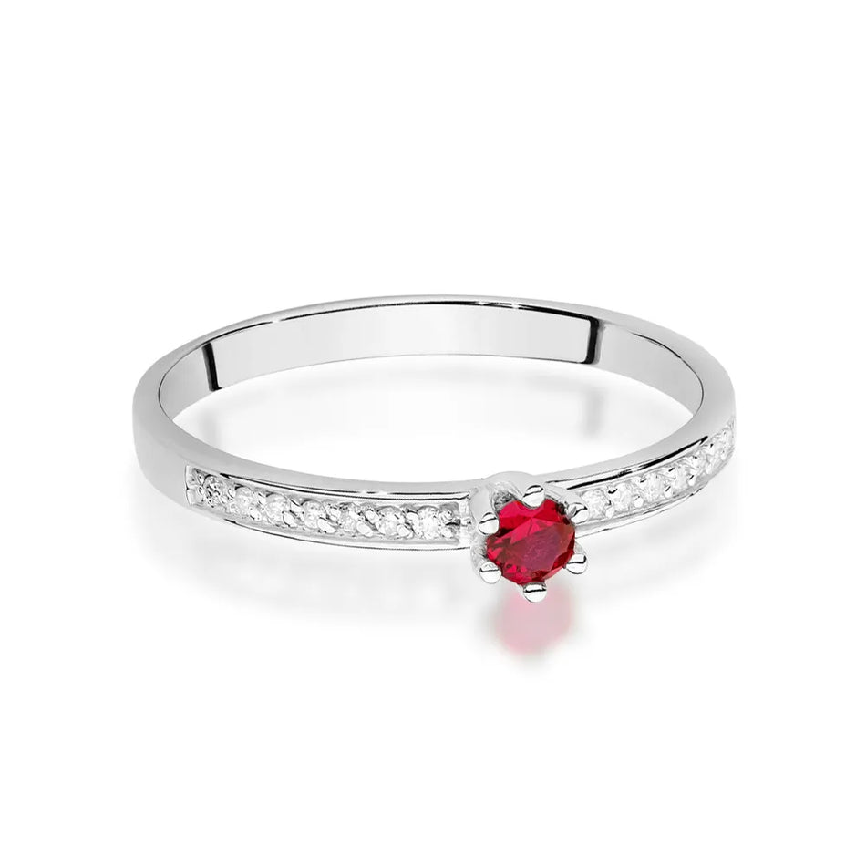 Gold Ring with 0.15ct Ruby and 0.07ct Diamonds