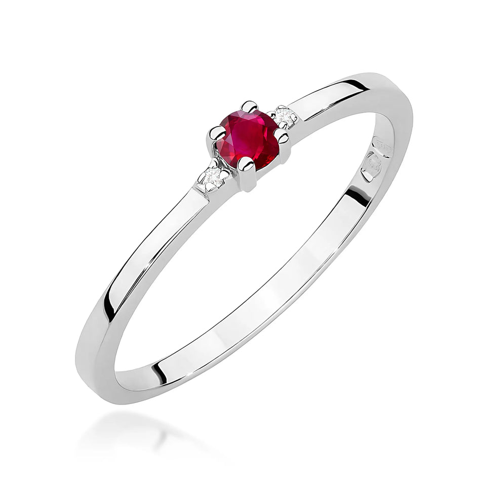Goldring mit 0,15 ct Rubin und 0,01 ct Diamanten