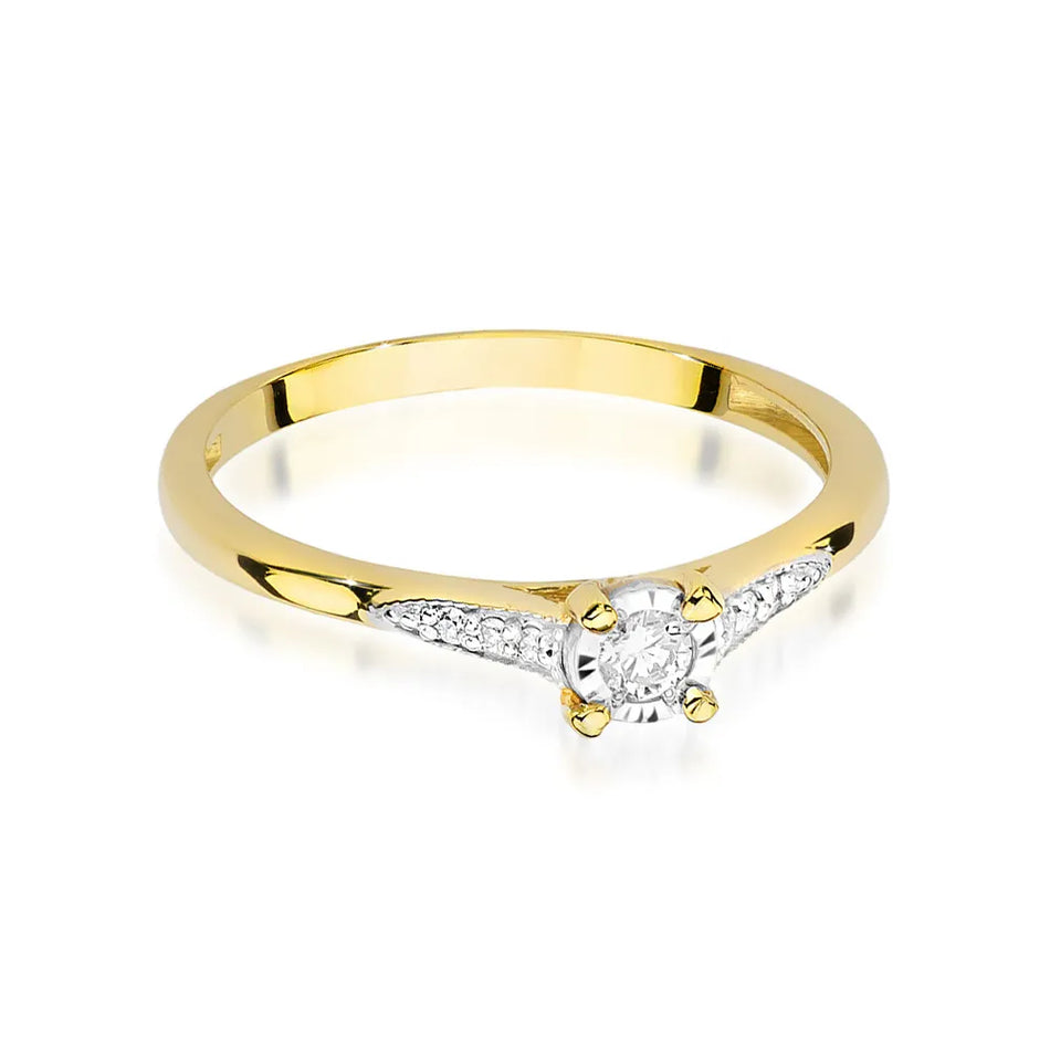 Goldring mit 0,08 ct und 0,03 ct Diamanten