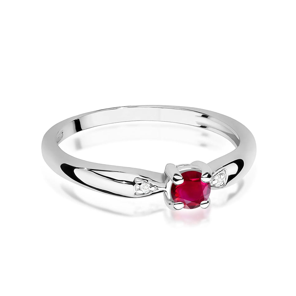 Goldring mit 0,15 ct Rubin und 0,01 ct Diamanten