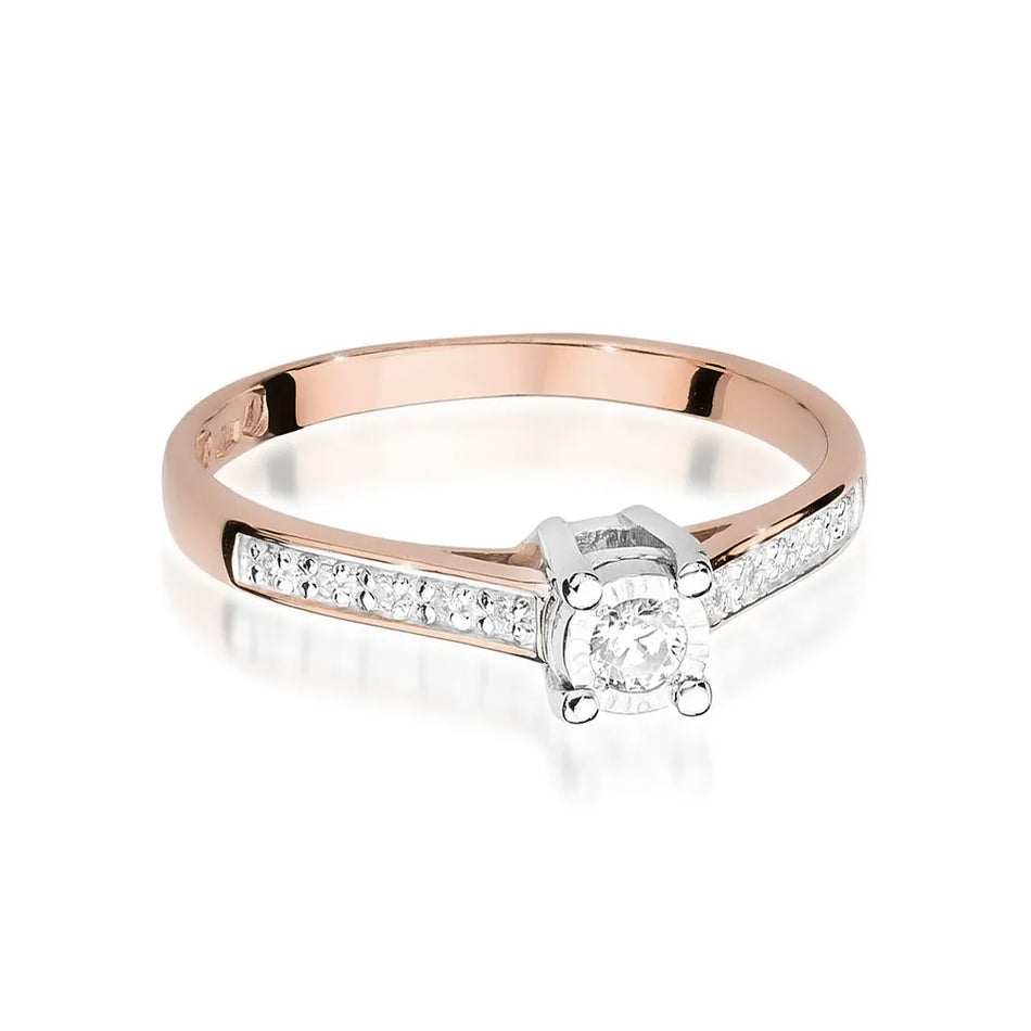 Goldring mit 0,08 ct und 0,05 ct Diamanten