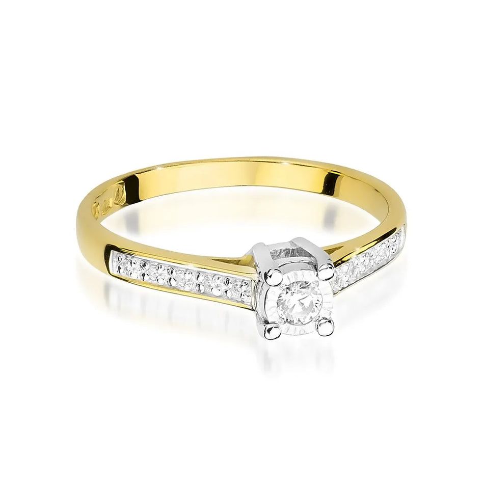 Goldring mit 0,08 ct und 0,05 ct Diamanten
