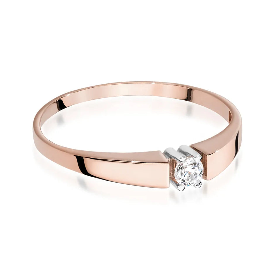 Zlatý prsten s diamantem 0,10 ct