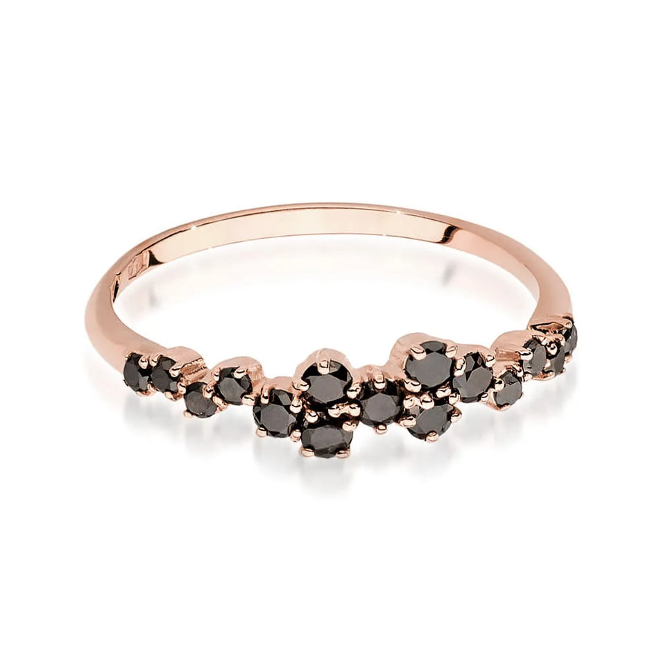 Gold Ring with 0.326ct Black Diamonds
