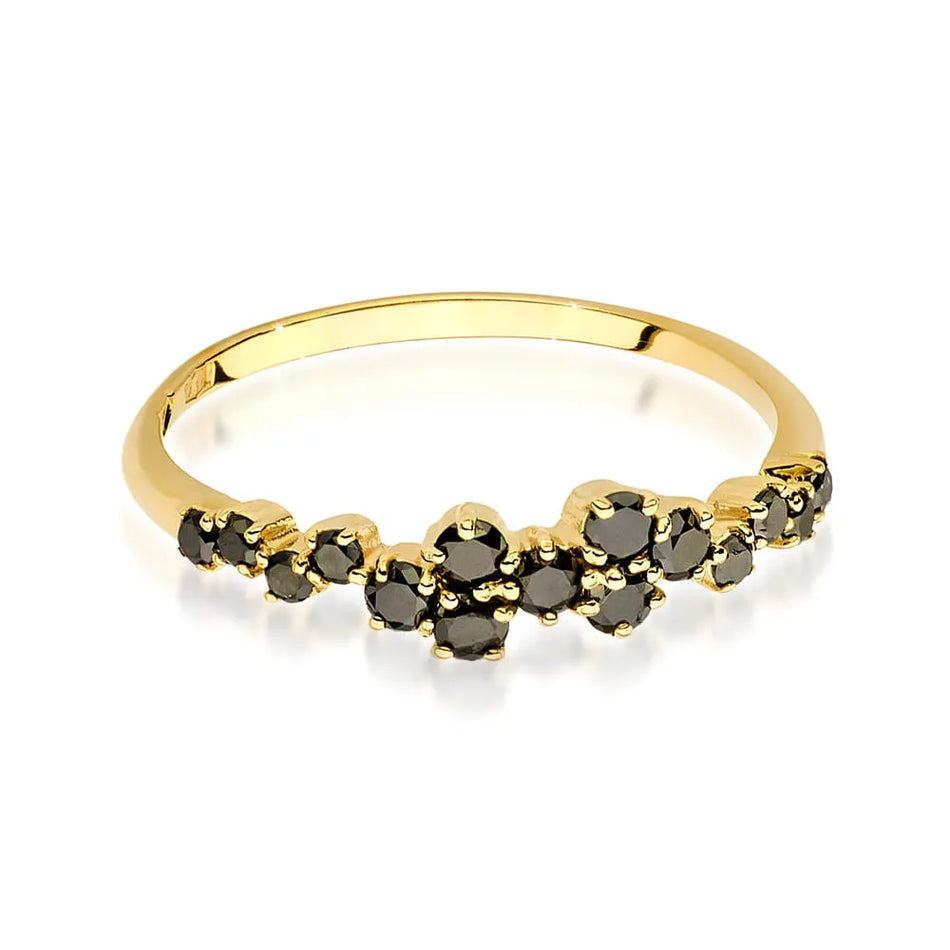 Gold Ring with 0.326ct Black Diamonds