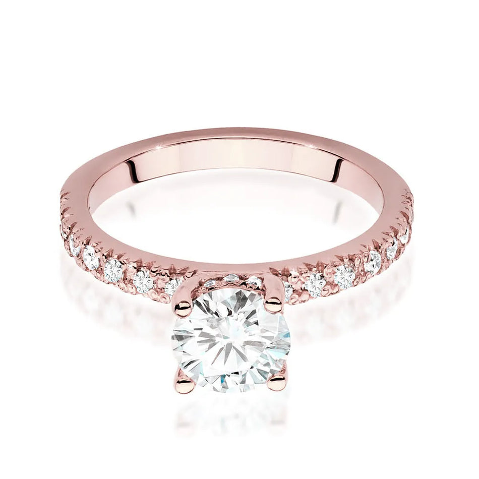 Zlatý prsteň s diamantom 1,00 ct a postrannými diamantmi 0,263 ct