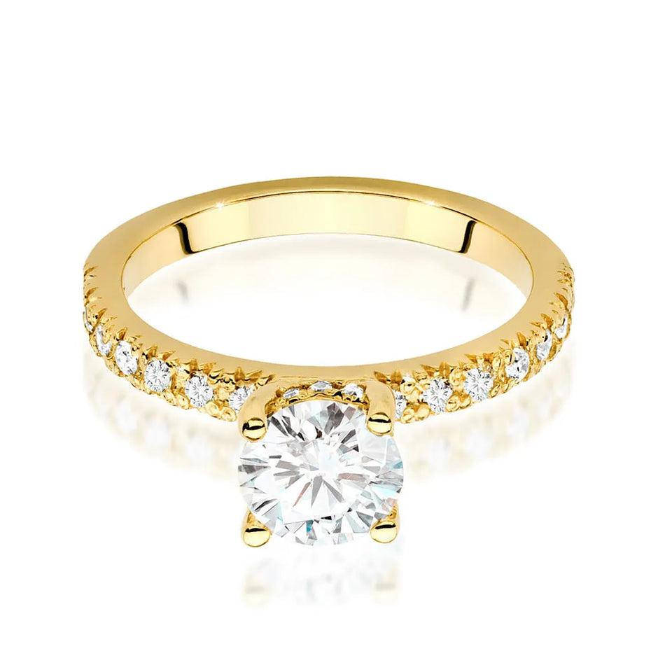 Goldring mit 1,00 ct Diamant und 0,263 ct Seitensteinen