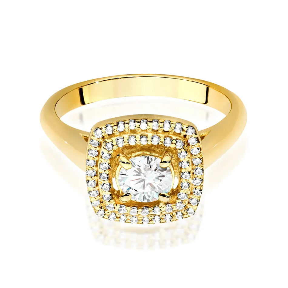 Goldring mit 0,40 ct Diamant und 0,28 ct Seitendiamanten