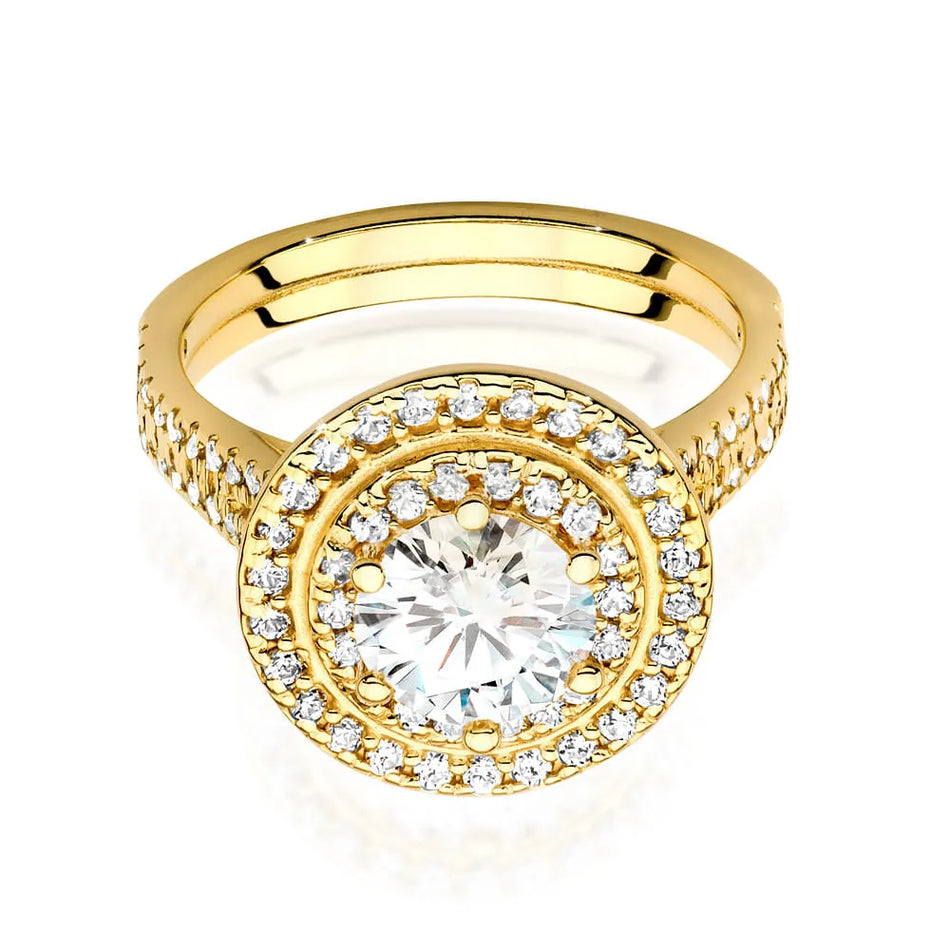 Goldring mit 1,00 ct Diamant und 0,633 ct Seitendiamanten