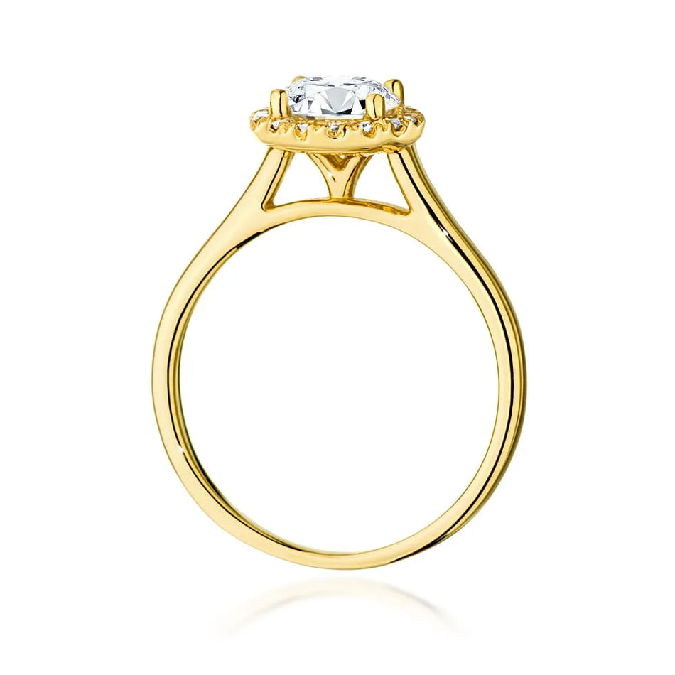 Gold Ring with 1.00ct Diamond and 0.138ct Sideline Diamonds