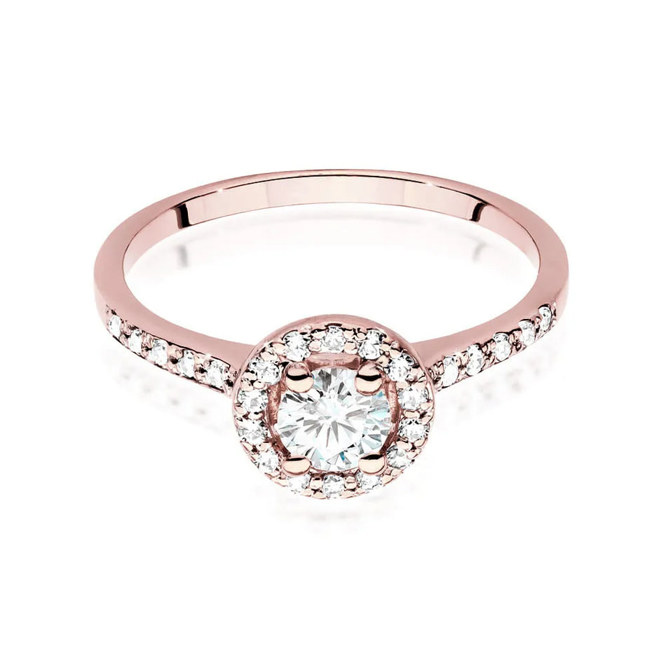 Goldring mit 0,40 ct Diamant und 0,241 ct Seitensteinen