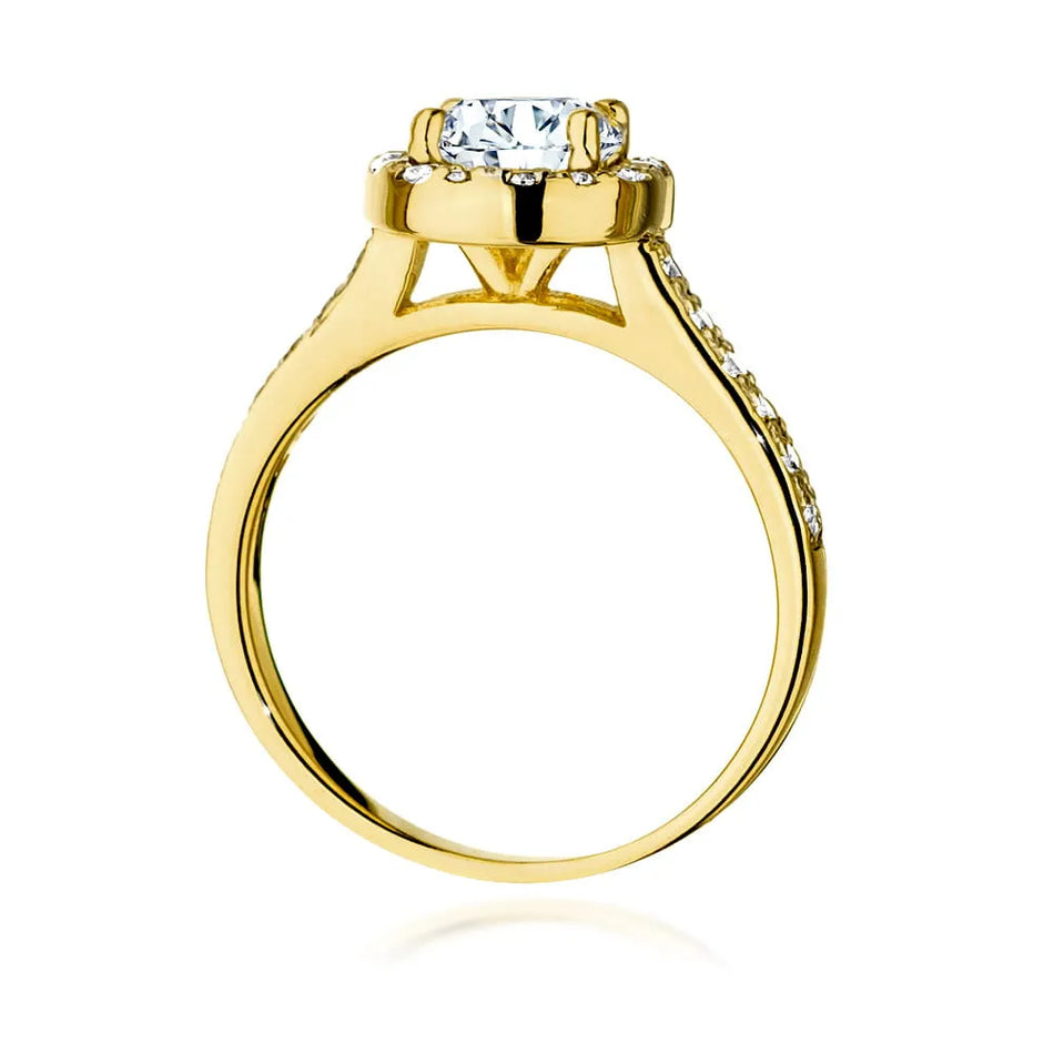 Gold Ring with 1.00ct Diamond and 0.377ct Sideline Diamonds