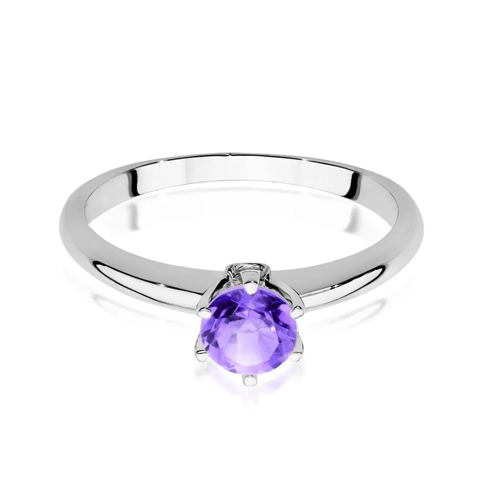 Goldring mit Amethyst und Diamanten