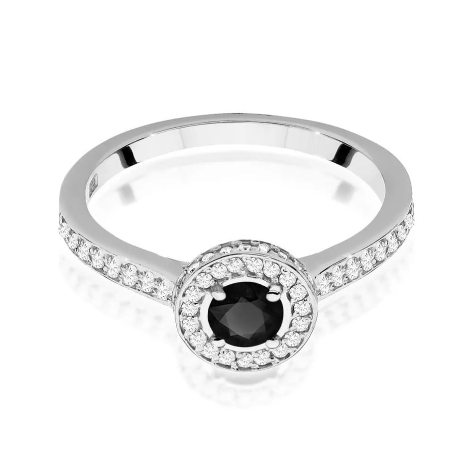 Gold Ring with 0.30ct Black diamond and 0.343ct Sideline Diamonds