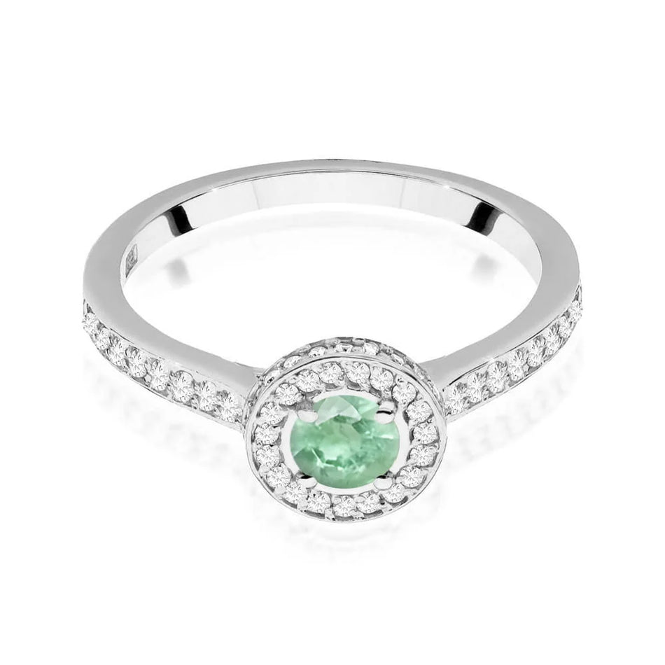 Gold Ring with 0.30ct Emerald and 0.343ct Sideline Diamonds