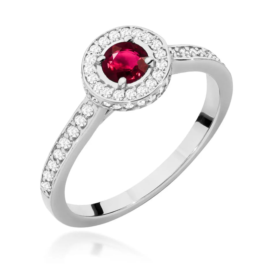 Gold Ring with 0.30ct Ruby and 0.343ct Sideline Diamonds