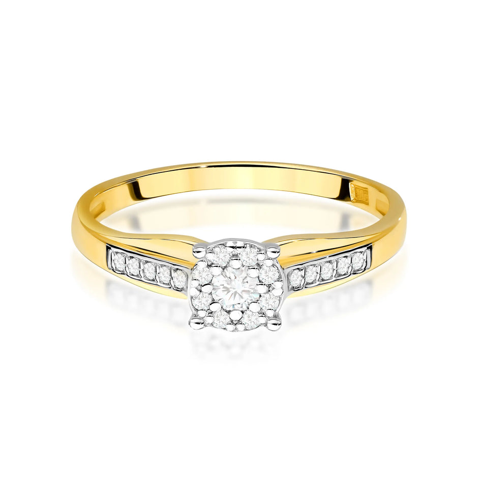 Goldring mit 0,08 ct Diamant und 0,118 ct Seitensteinen