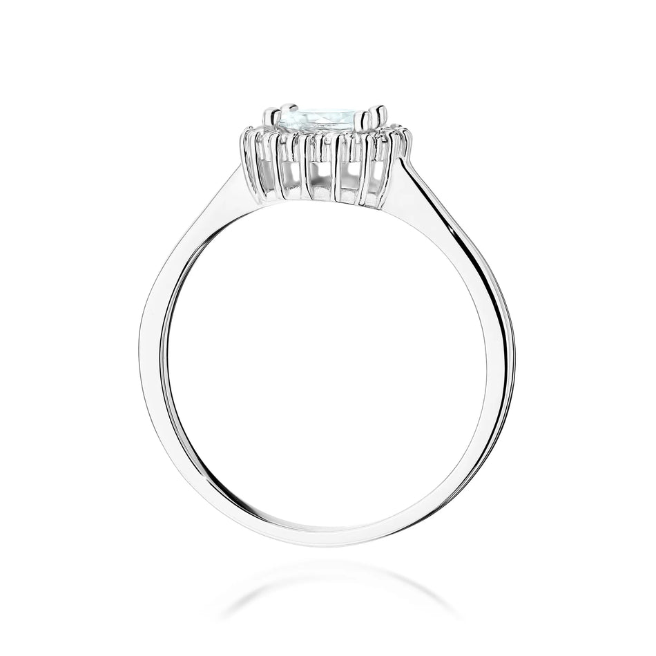 Zlatý prsteň s 0,60 ct bielym zafírom a diamantmi Kvet