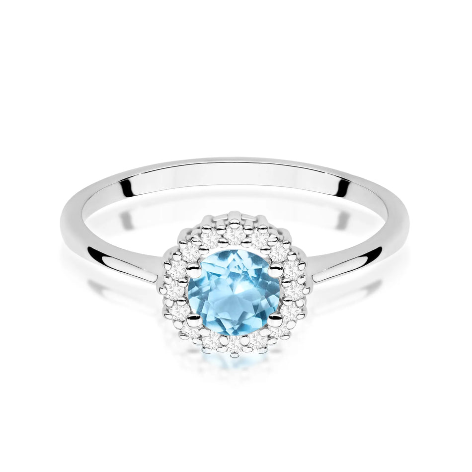 Goldring mit 0,50 ct Topas und Diamanten Blume