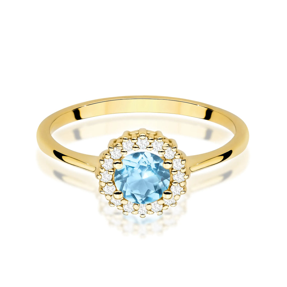 Goldring mit 0,50 ct Topas und Diamanten Blume