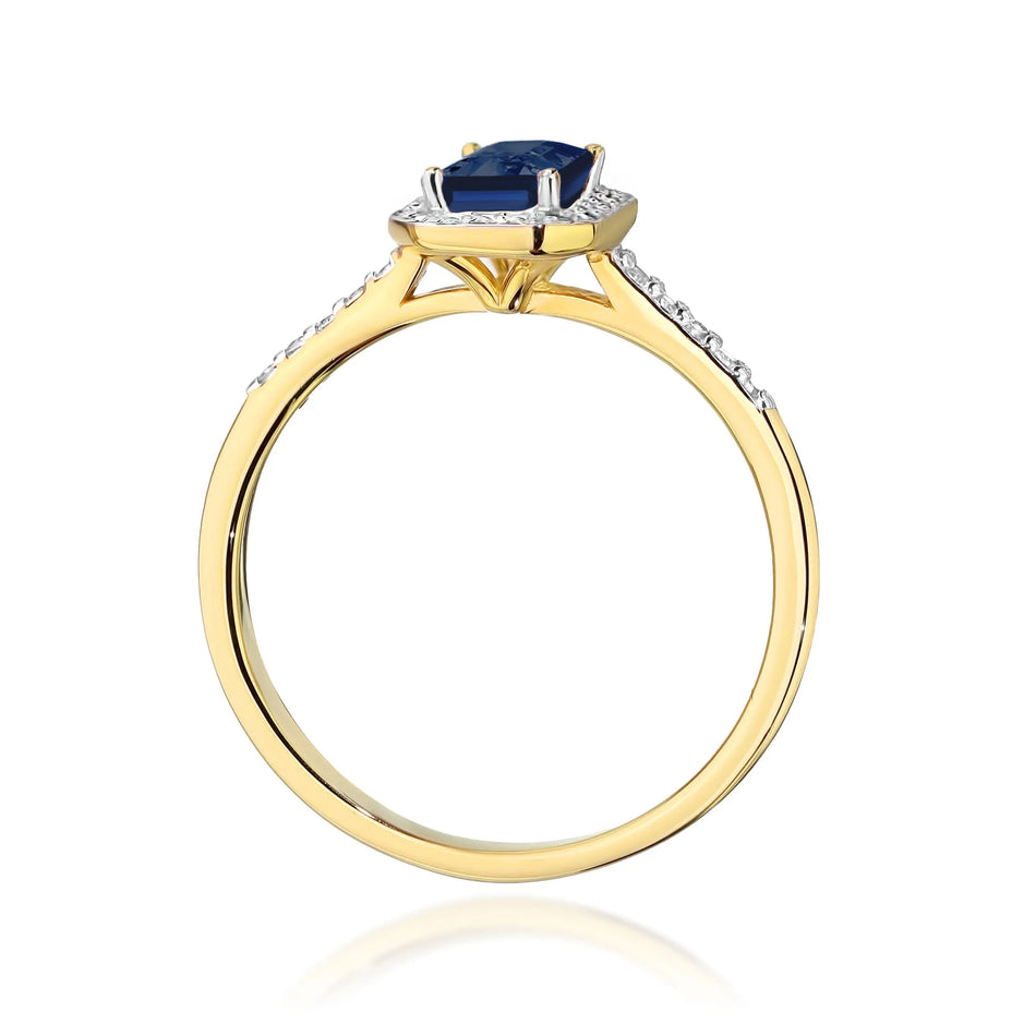 Goldring mit 0,60 ct Saphir und 0,186 ct Diamanten