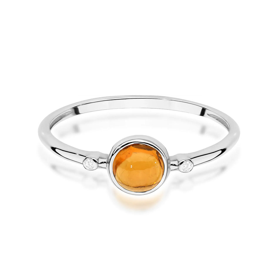 Zlatý prsteň so žltým turmalínom 0,60 ct a diamantmi 0,01 ct