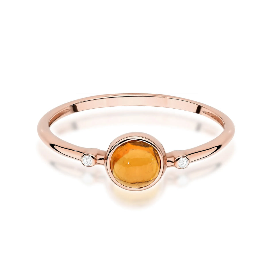 Zlatý prsteň so žltým turmalínom 0,60 ct a diamantmi 0,01 ct