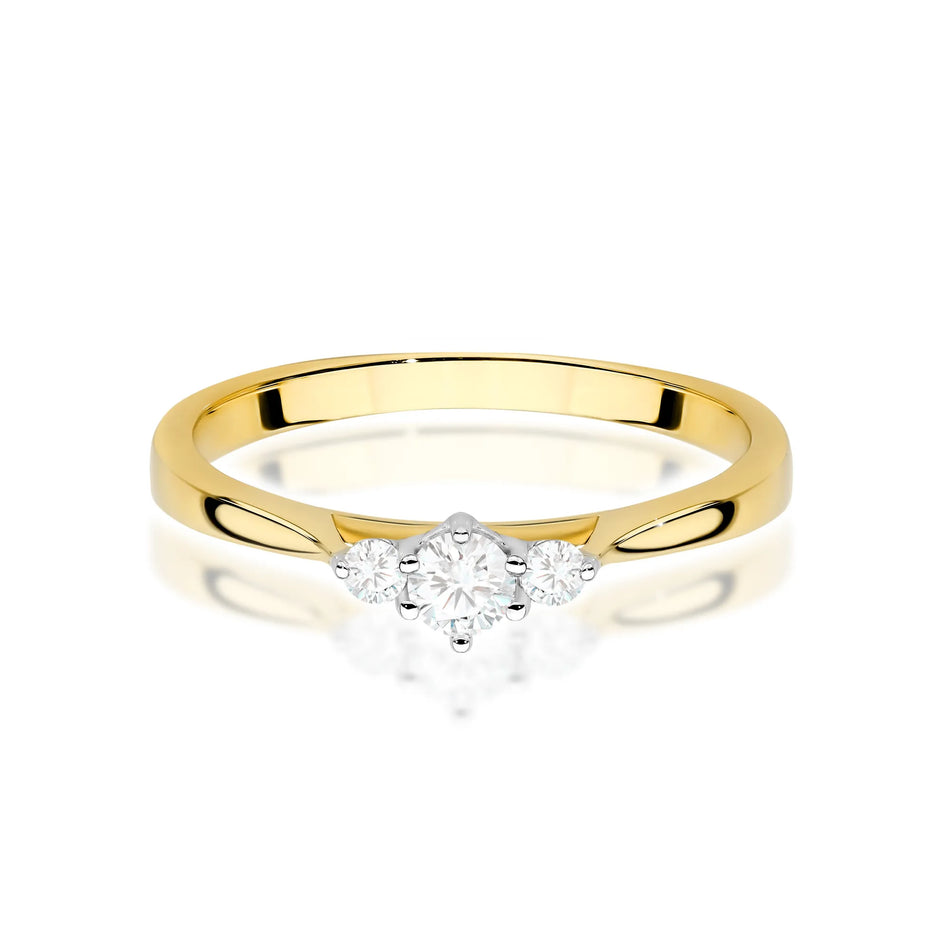 Goldring mit 0,13 ct und 0,06 ct Diamanten