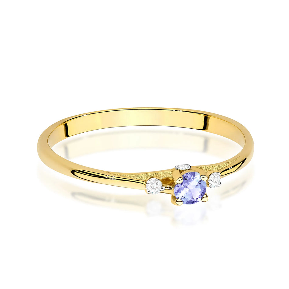 Goldring mit 0,15 ct Tansanit und 0,046 ct Diamanten