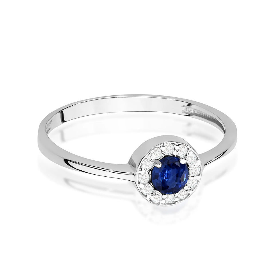 Goldring mit 0,30 ct Saphir und 0,103 ct Diamanten