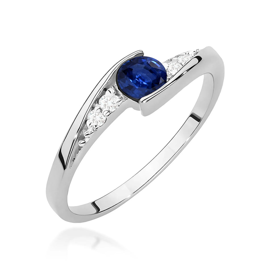 Goldring mit 0,30 ct Saphir und 0,058 ct Diamanten