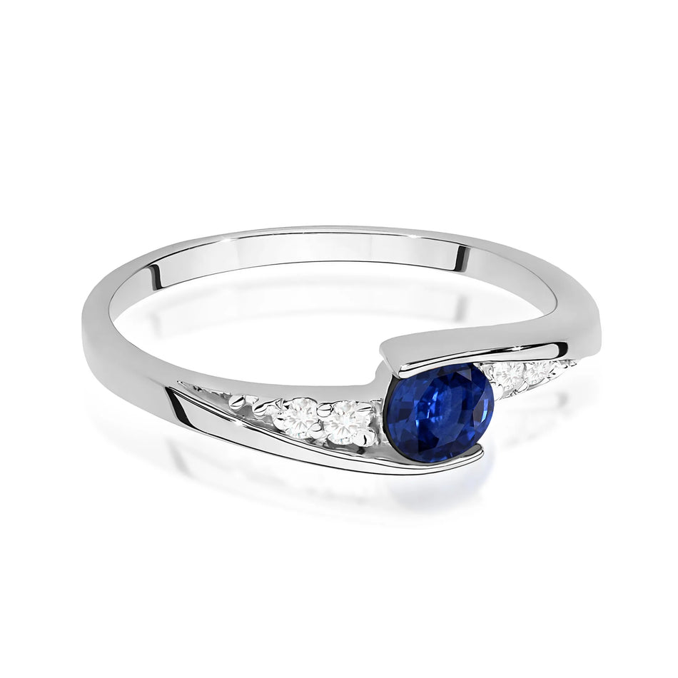 Goldring mit 0,30 ct Saphir und 0,058 ct Diamanten
