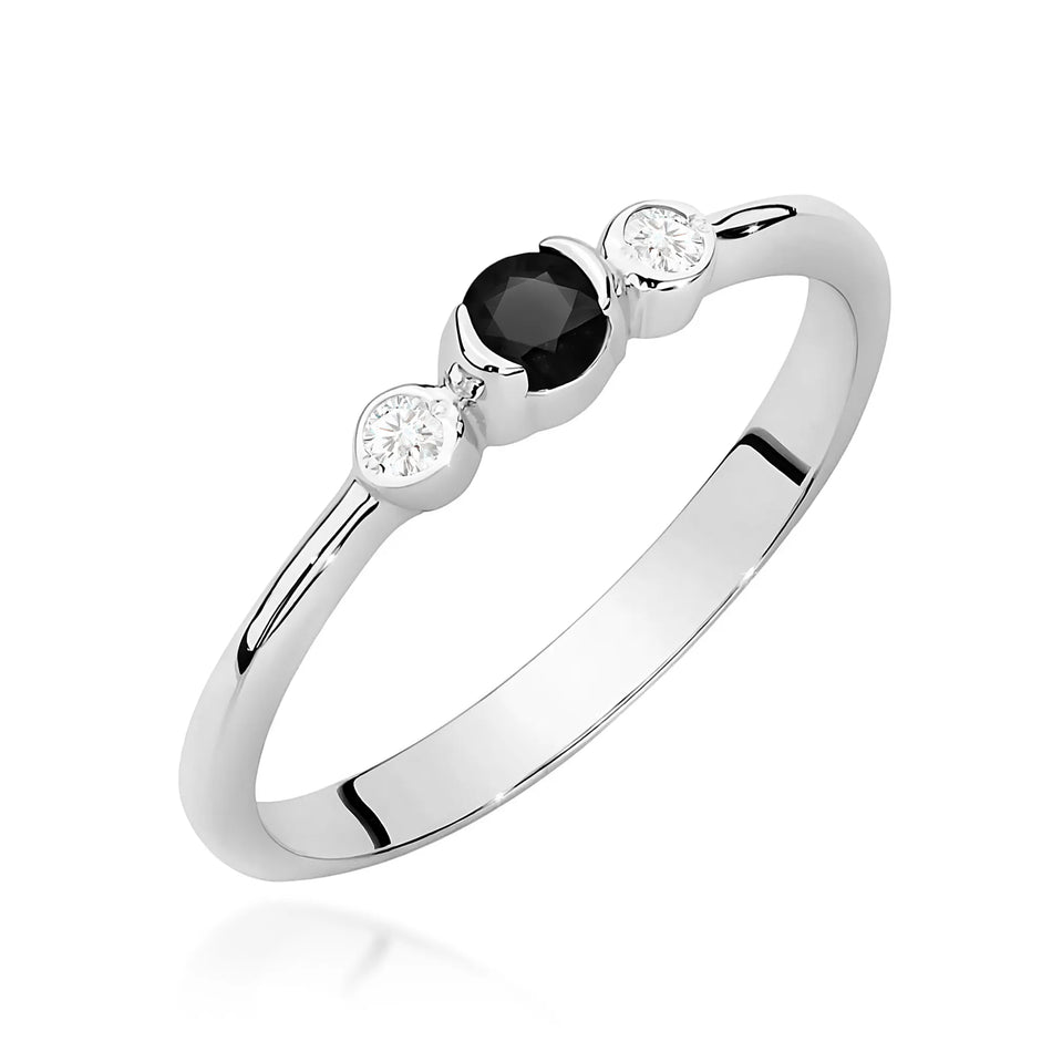 Gold Ring with 0.12ct Black Diamond and 0.06ct Diamonds