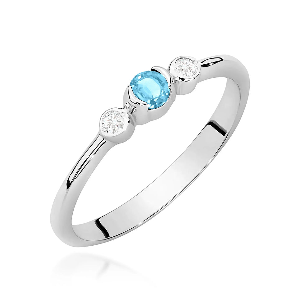 Zlatý prsteň s topásom 0,15 ct a diamantmi 0,06 ct