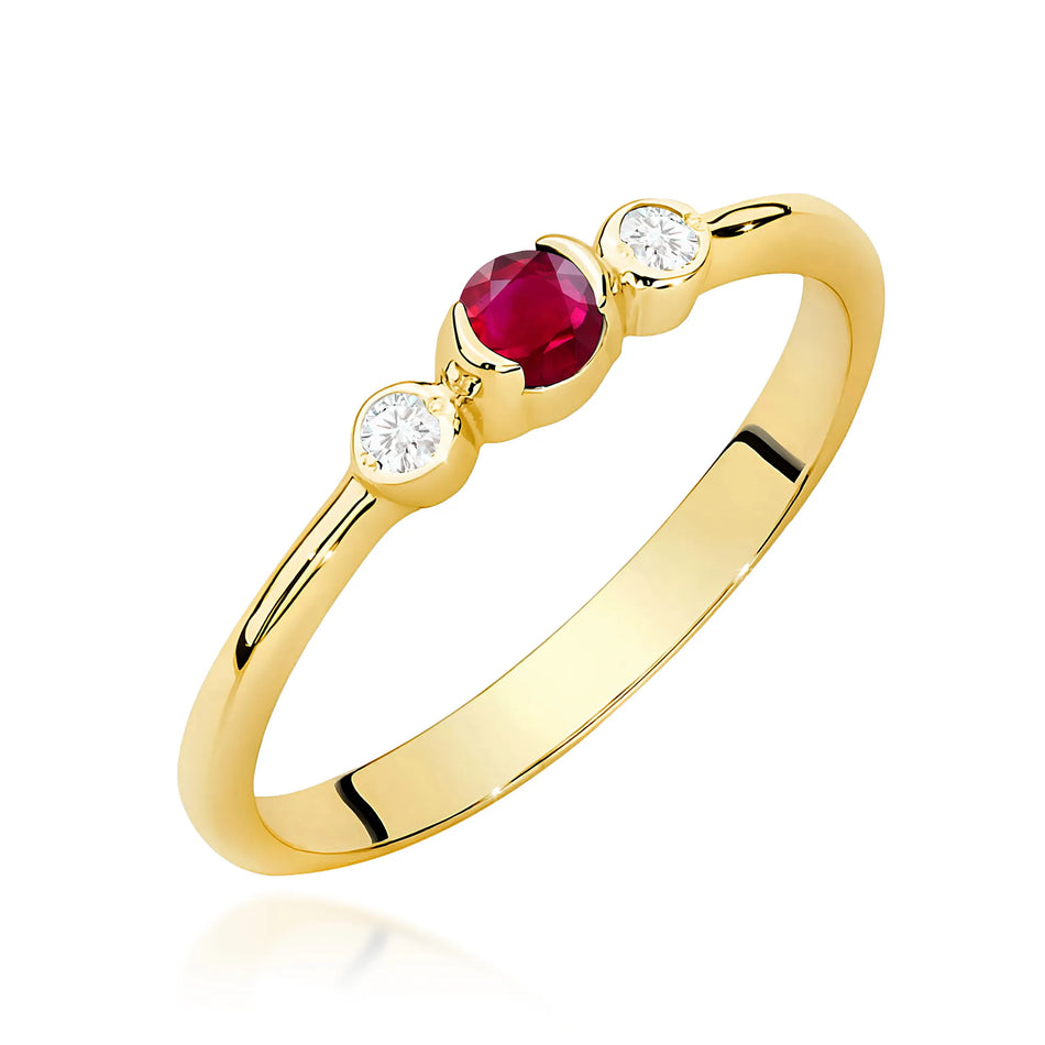 Gold Ring with 0.15ct Ruby and 0.06ct Diamonds