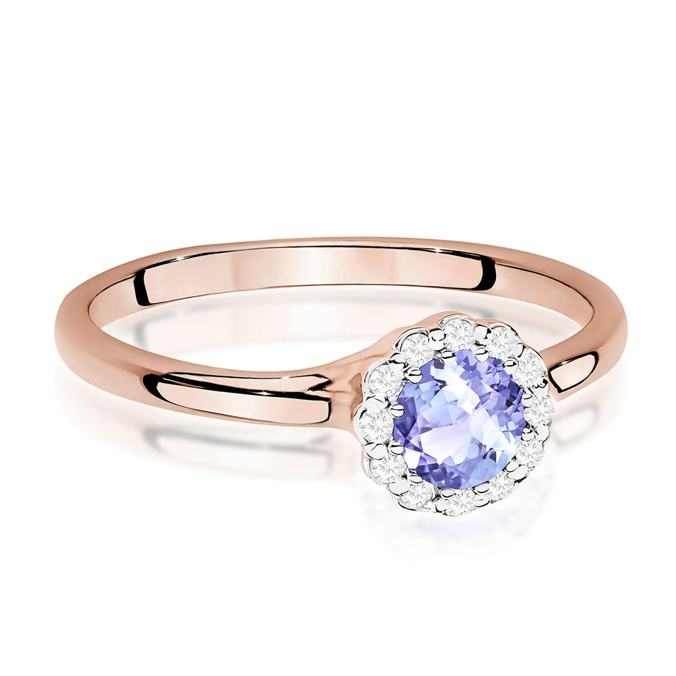 Zlatý prsteň s 0,50 ct tanzanitom a 0,103 ct diamantmi