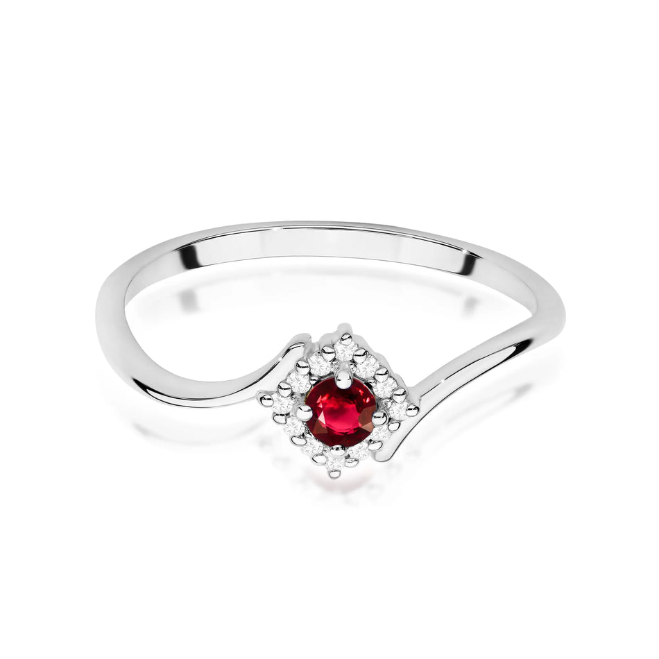 Gold Ring with 0.15ct Ruby and 0.06ct Diamonds