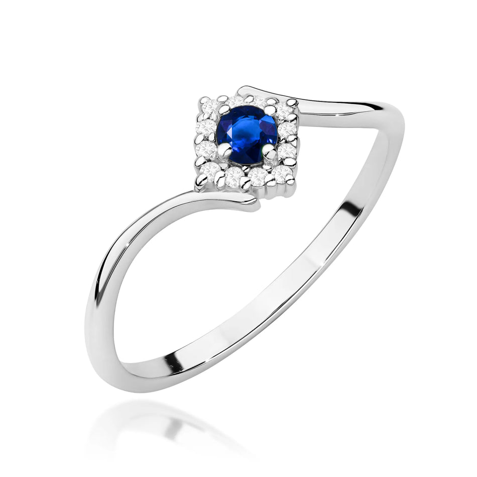 Gold Ring with 0.15ct Sapphire and 0.06ct Diamonds