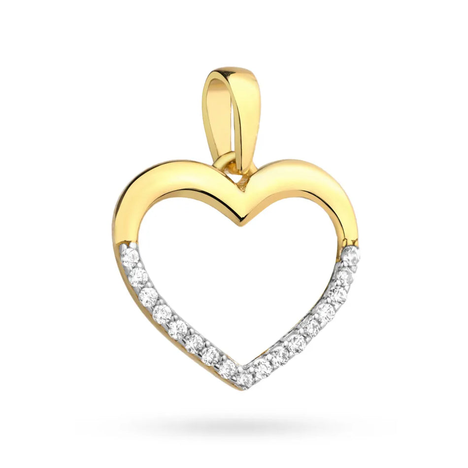 Zlatý přívěsek srdce se zirkony