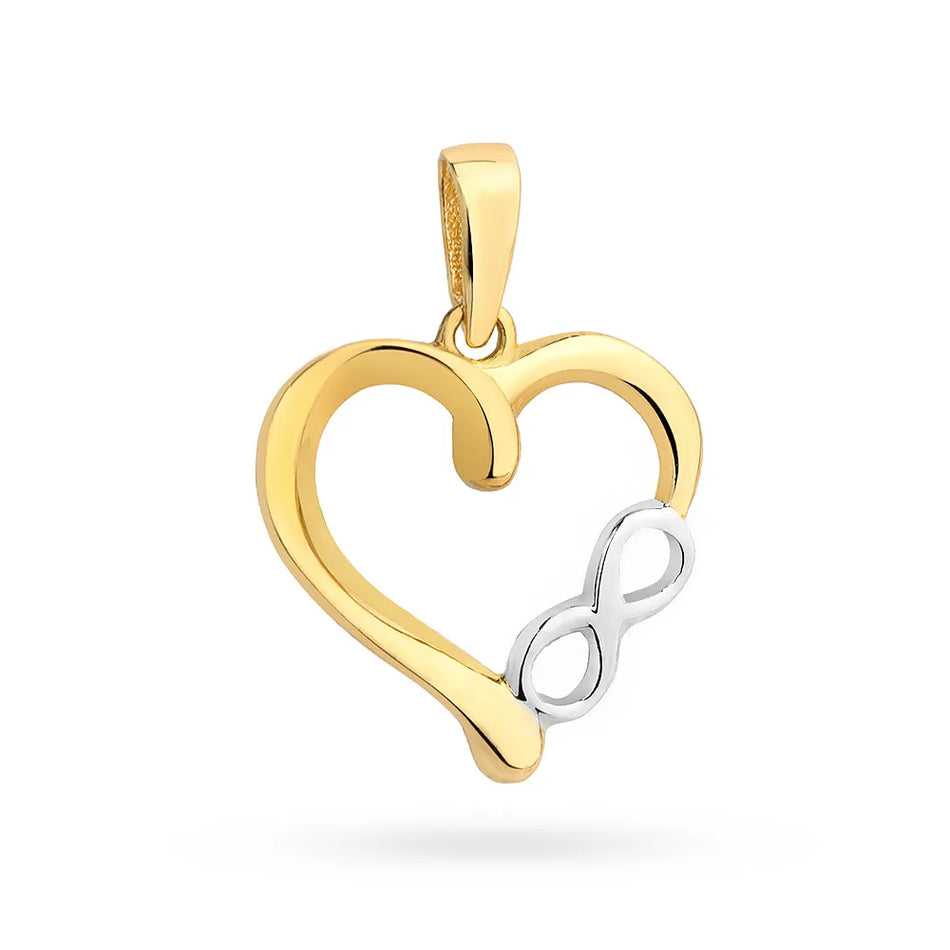 Dvojfarebný zlatý prívesok srdce a nekonečno