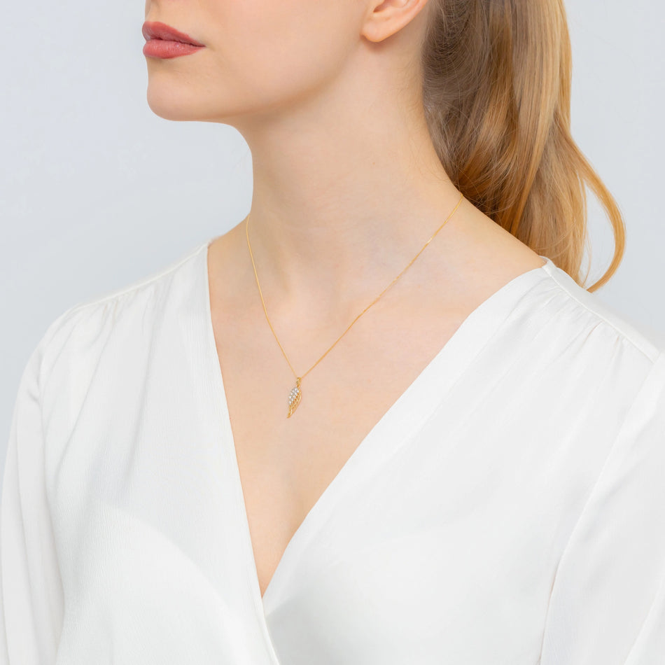 Dvoubarevný zlatý křídlo Přívěsek se zirkony