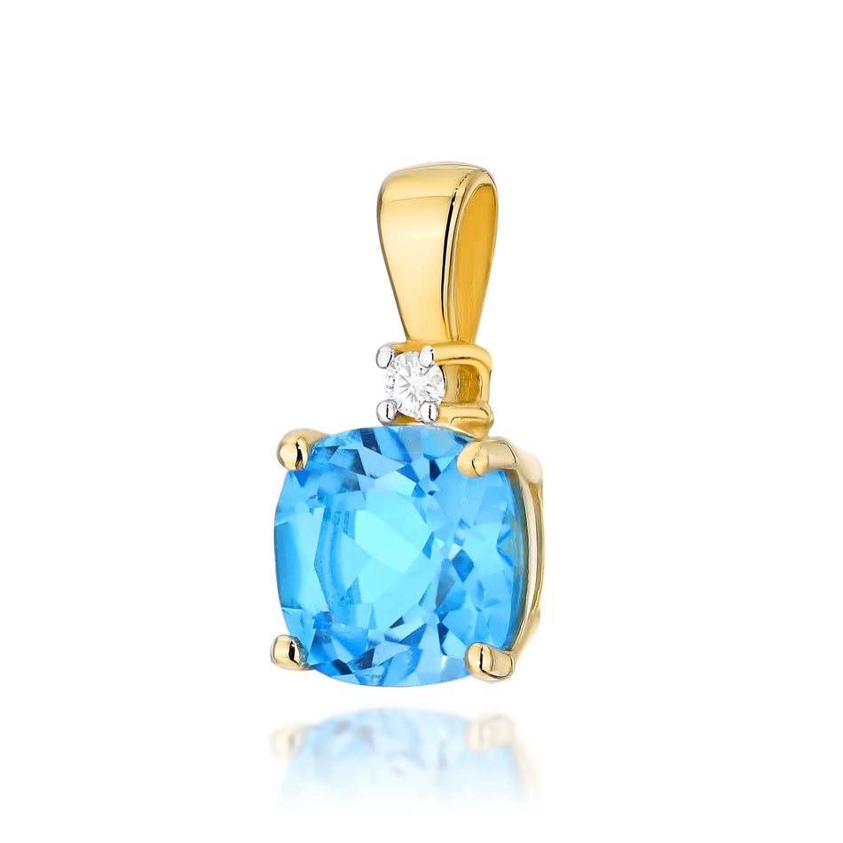 Gold Pendant with 1.10ct Topaz and 0.0145ct Diamonds
