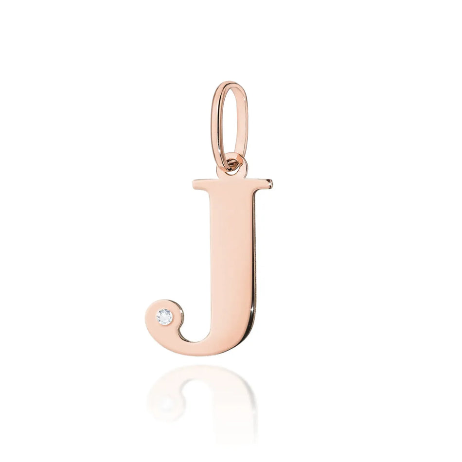 Gold Pendant with Diamonds Letter J